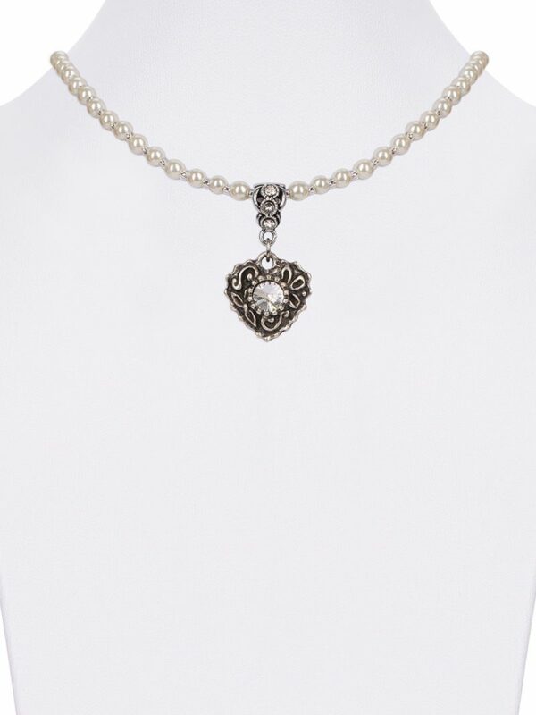 Perlencollier mit Swarovski-Herzanhänger 005695