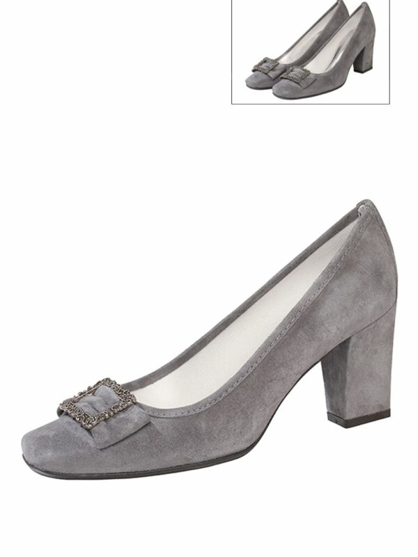 Pumps grau mit Schnalle 005401