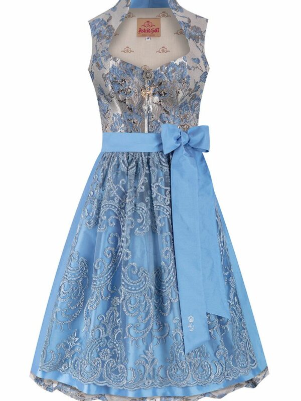 Midi Dirndl 70 cm silber hellblau Caroline 016387