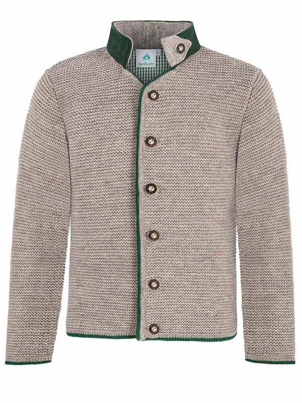 Kinder Strickjacke hellbraun meliert grün Moritz 005104