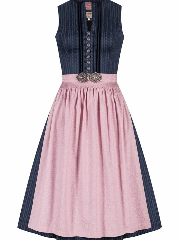 Midi Dirndl 65 cm dunkelblau altrosa Loretta 010397 - limitiert