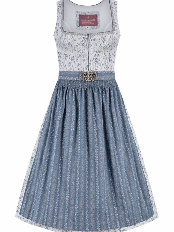 Midi Dirndl 65 cm grau blau Emilia 014653