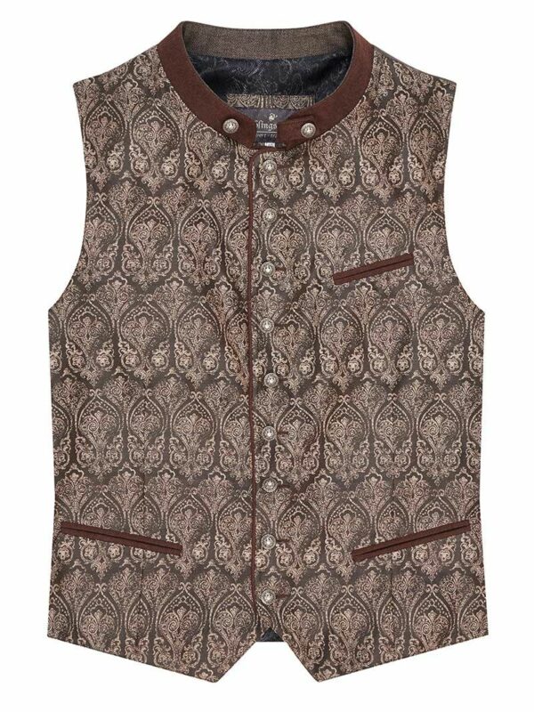 Trachtenweste dunkelbraun taupe gemustert Lenz 009433