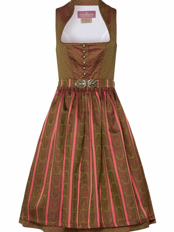 Midi Dirndl 70 cm oliv geblümt koralle Katrin 003740 - limitiert