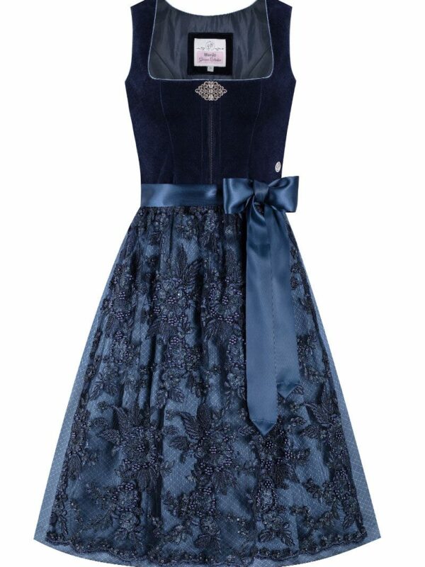 Midi Dirndl 65 cm dunkelblau Samt Greta 013912
