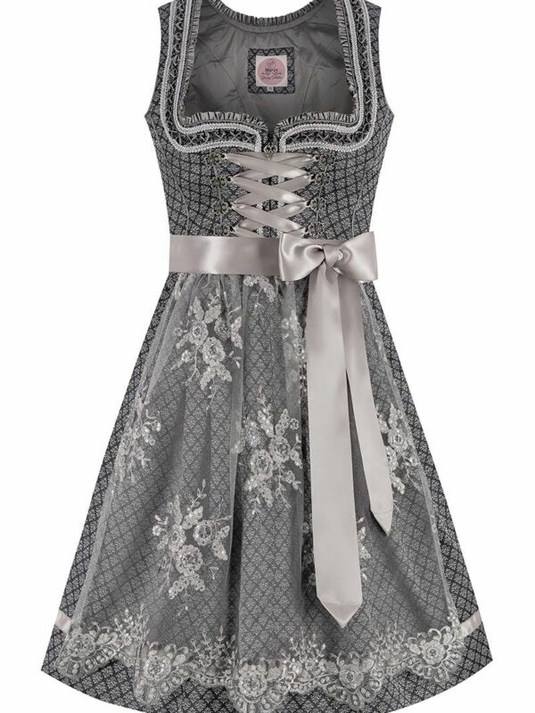 Mini Dirndl 60 cm anthrazit silber Larissa 010176
