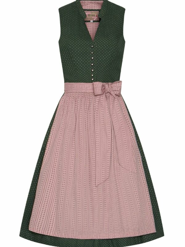 Midi Dirndl 65 cm grün altrosa Valentina 014425