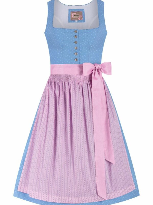 Midi Dirndl 65 cm hellblau rosa Lisa 014673