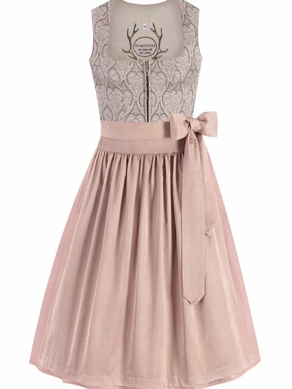 Midi Dirndl 70 cm taupe altrosa Fleur 013228