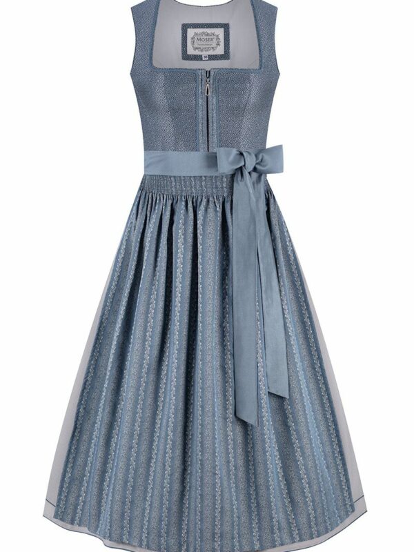 Dirndl lang 85 cm blau grau Lina 014178