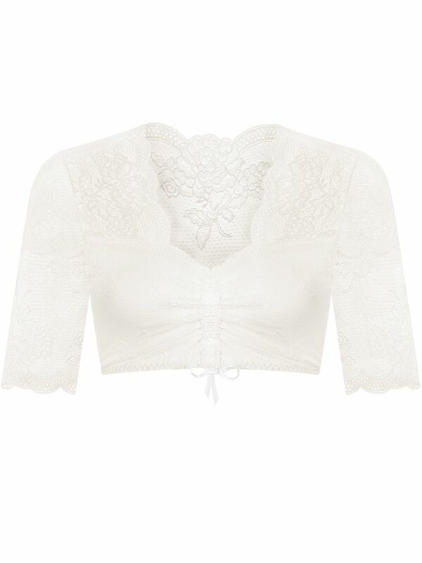Dirndlbluse Spitze creme geblümt Stretch 012125