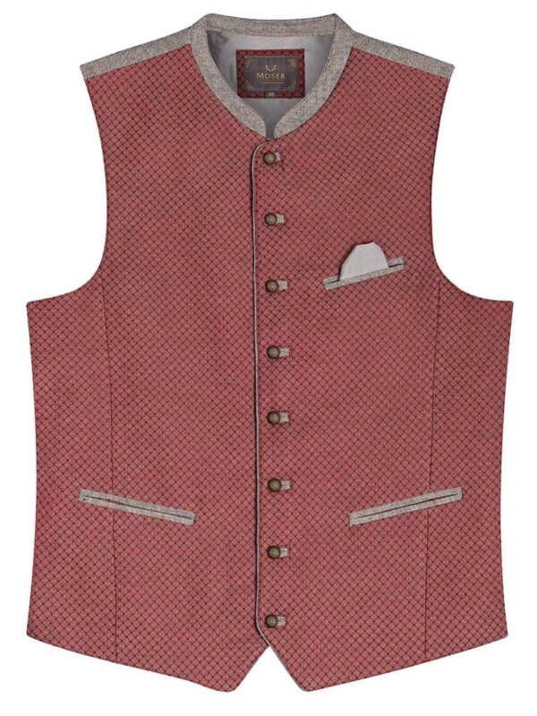 Trachtenweste rot grau gemustert Marco 014977 ~ 46