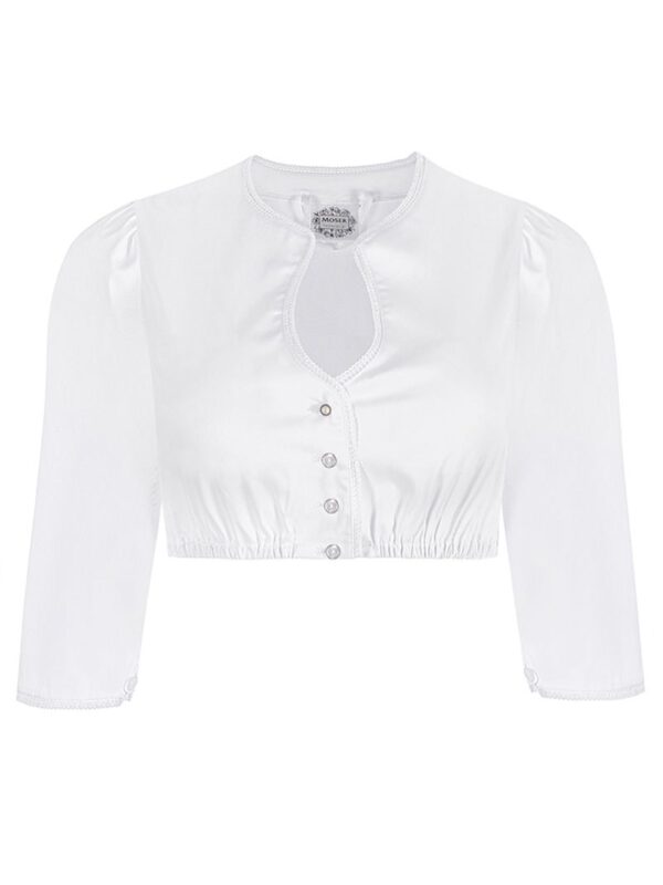 Dirndlbluse weiß mit Perle 011716 ~ 30