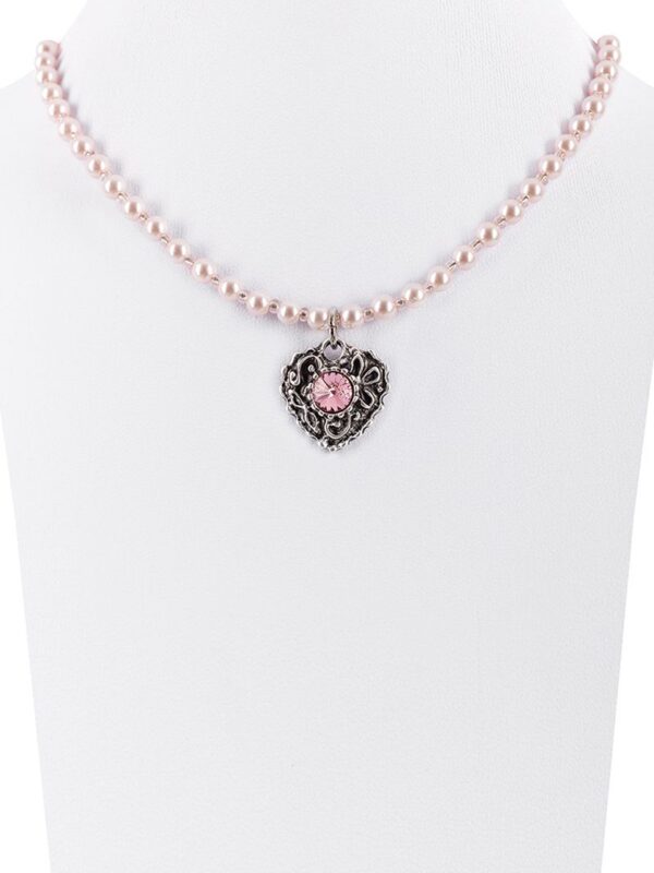 Kinder Perlencollier mit Strass-Herz ~ rosa