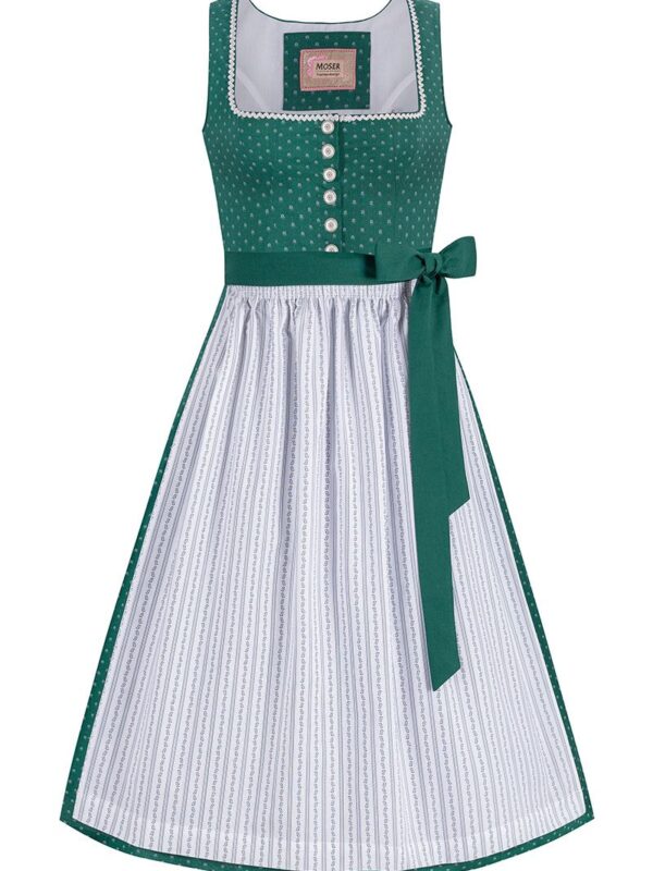 Dirndl lang 85 cm dunkelgrün weiß Melinda 014670 ~ 42