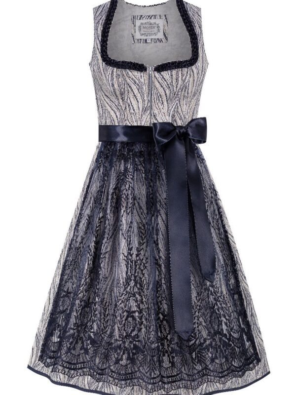 Midi Dirndl 70 cm grau metallic blau Joline 015942 ~ 38
