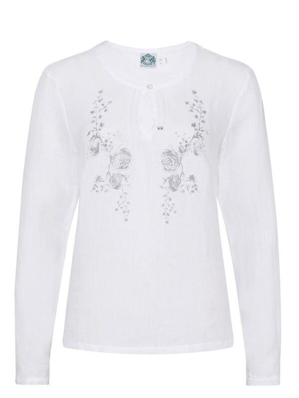 Trachtenbluse langarm weiß grau Winnie 009243 ~ 34