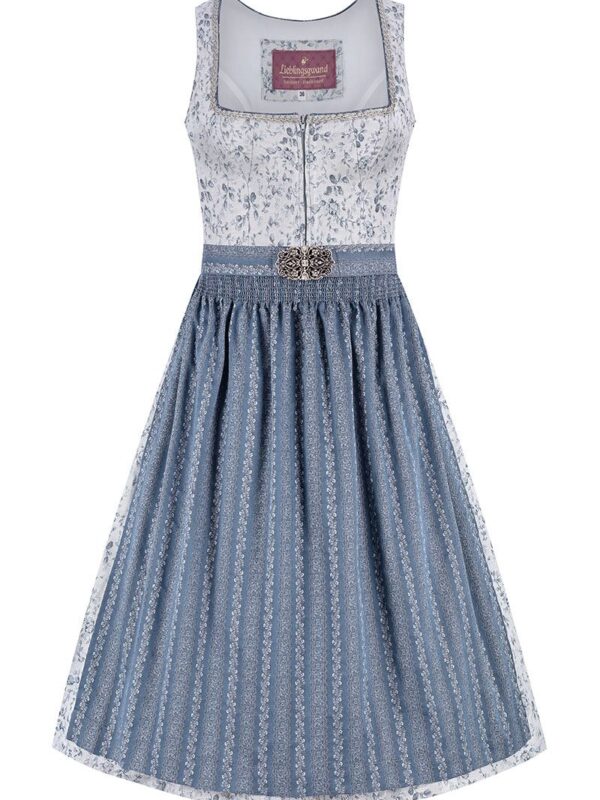Midi Dirndl 65 cm grau blau Emilia 014653 ~ 36