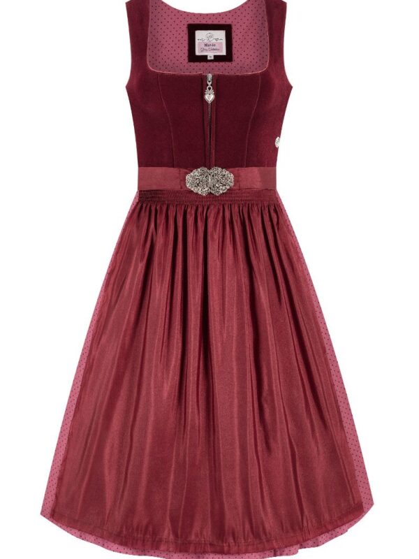 Midi Dirndl 65 cm dunkelrot Samt Inka 013917 ~ 42