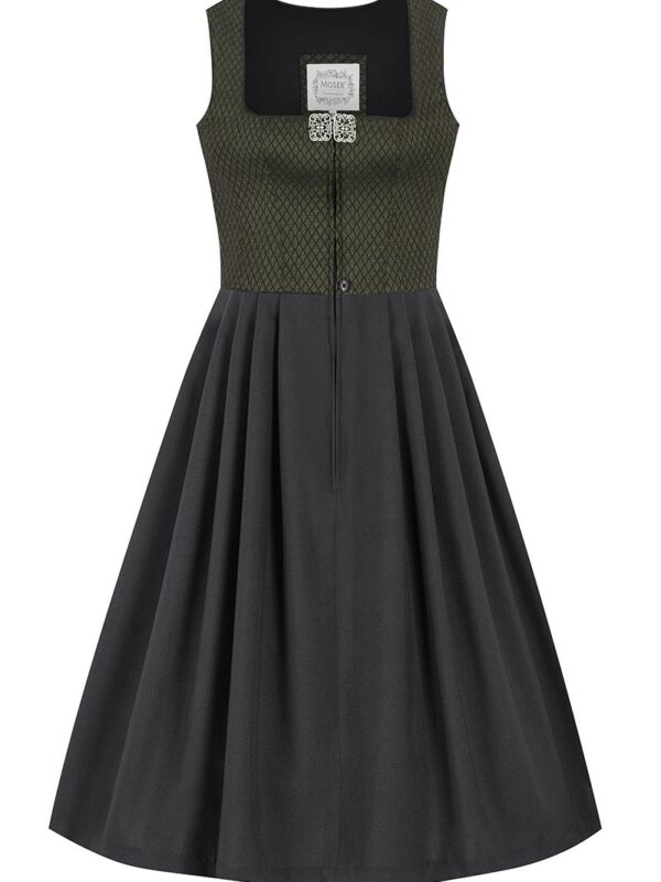 Midi Dirndl 70 cm Gastro oliv schwarz Stretch Emma 014195 ~ 52