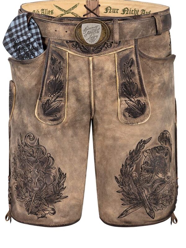 Lederhose kurz mit Gürtel graubraun antik Watzmann 015508 ~ 58