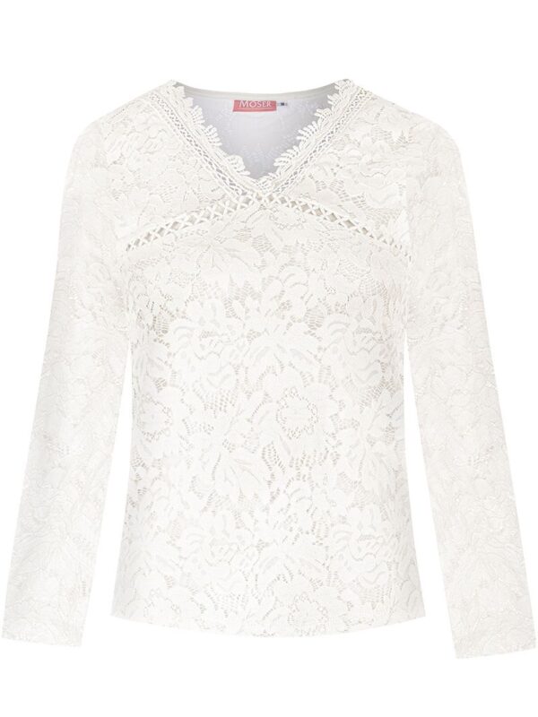 Trachtenshirt langarm Spitze creme Stretch Sophia 013971 ~ 32