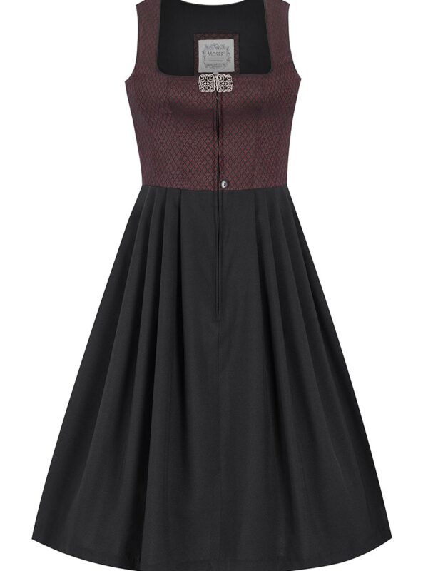 Midi Dirndl 70 cm Gastro dunkelrot schwarz Stretch Emma 014194 ~ 34