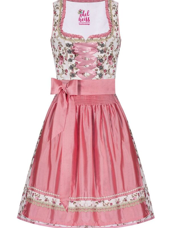 Mini Dirndl 55cm creme geblümt rosa Linda 006923 ~ 30