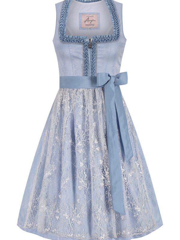 Midi Dirndl 65 cm hellblau silber Elena 014818 ~ 40