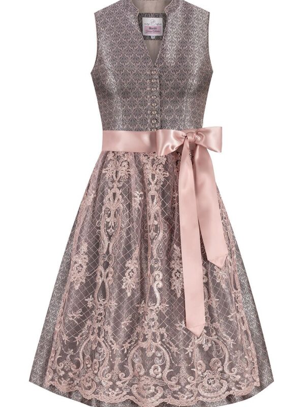 Midi Dirndl 65 cm grau altrosa Kim 014992 ~ 32