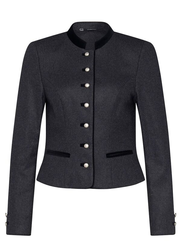 Damen Lodenjacke anthrazit schwarz mit Samtkragen Ebbs 004841 ~ 32