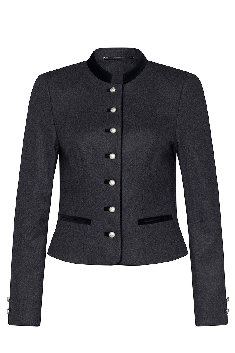 Damen Lodenjacke anthrazit schwarz mit Samtkragen Ebbs 004841 ~ 32