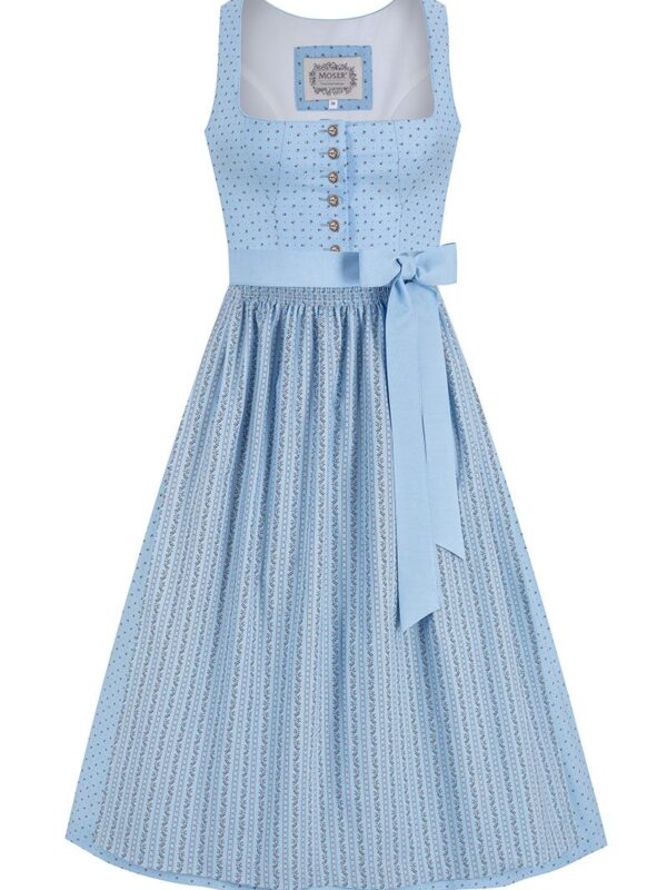 Dirndl lang 85 cm hellblau gemustert Sophie 014668 ~ 54