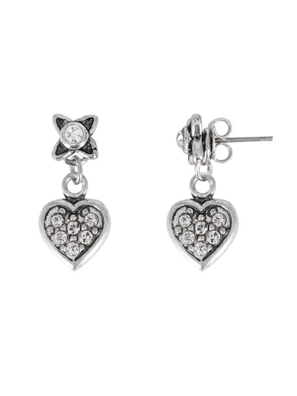 Ohrstecker silber Strassblüte mit Herzanhänger 011341 ~ 1