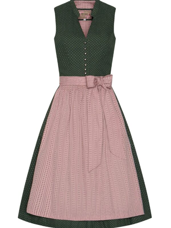 Midi Dirndl 65 cm grün altrosa Valentina 014425 ~ 30