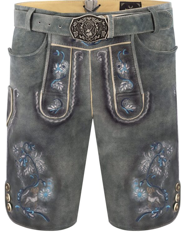 Lederhose HEINZ ~ blau, grau ~ 48